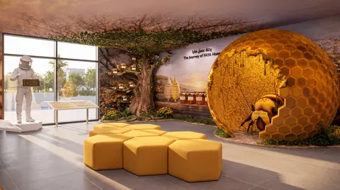 Honeycomb installation in the visitor gallery